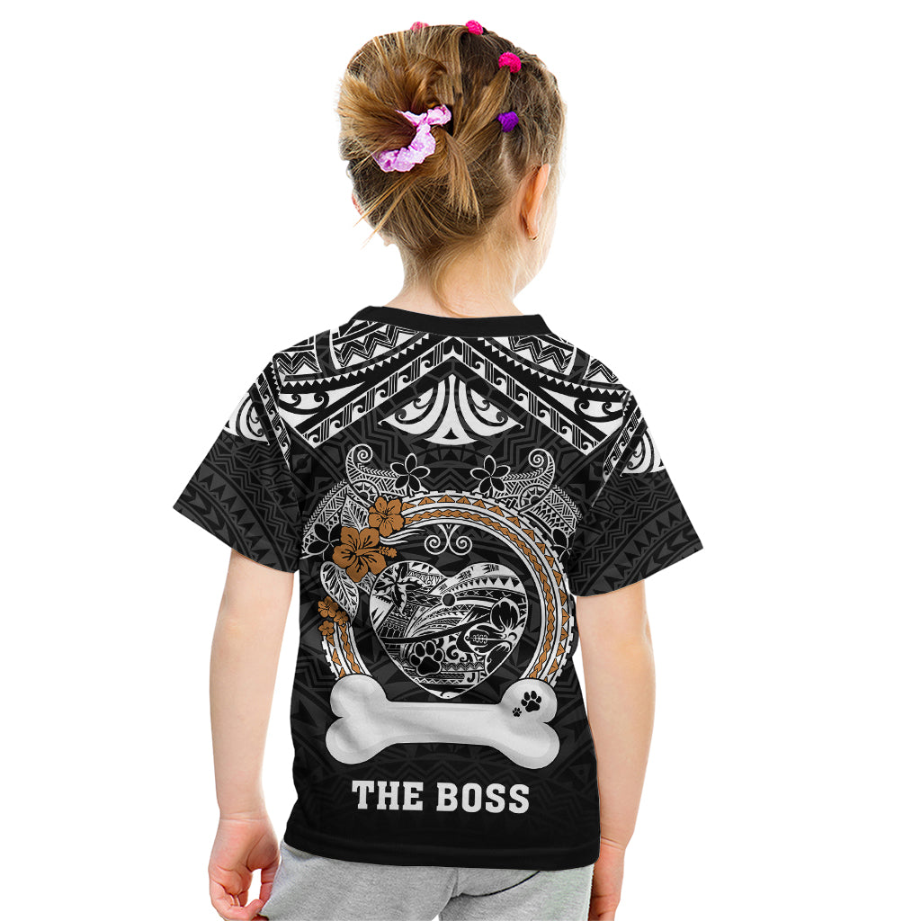 Personalized Pitbull Dog Kid T Shirt With Polynesian Heart Name Tags LT05 - Polynesian Pride