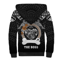Personalized Pitbull Dog Sherpa Hoodie With Polynesian Heart Name Tags LT05 - Polynesian Pride