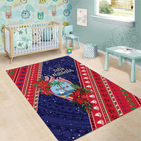Guam Christmas Area Rug Felis Nabidat Guaman Seal With Poinsettia LT05 - Polynesian Pride