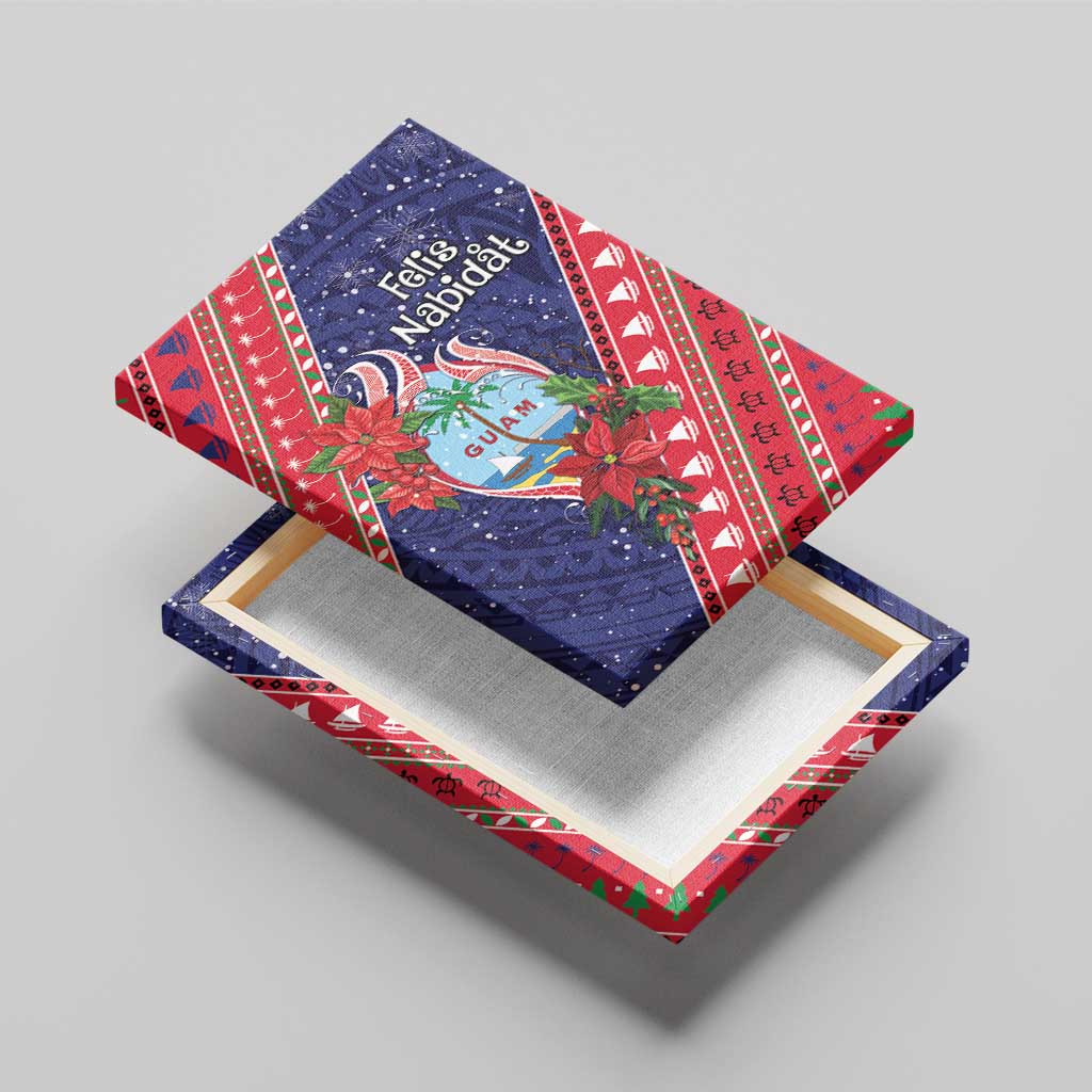 Guam Christmas Canvas Wall Art Felis Nabidat Guaman Seal With Poinsettia LT05 - Polynesian Pride