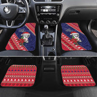 Guam Christmas Car Mats Felis Nabidat Guaman Seal With Poinsettia LT05 Set 4pcs Blue - Polynesian Pride