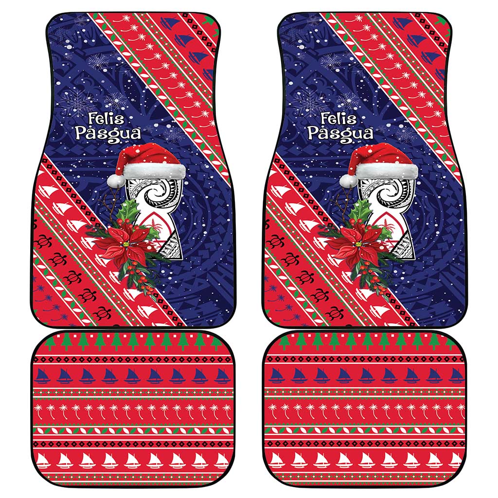 Guam Christmas Car Mats Felis Nabidat Guaman Seal With Poinsettia LT05 - Polynesian Pride