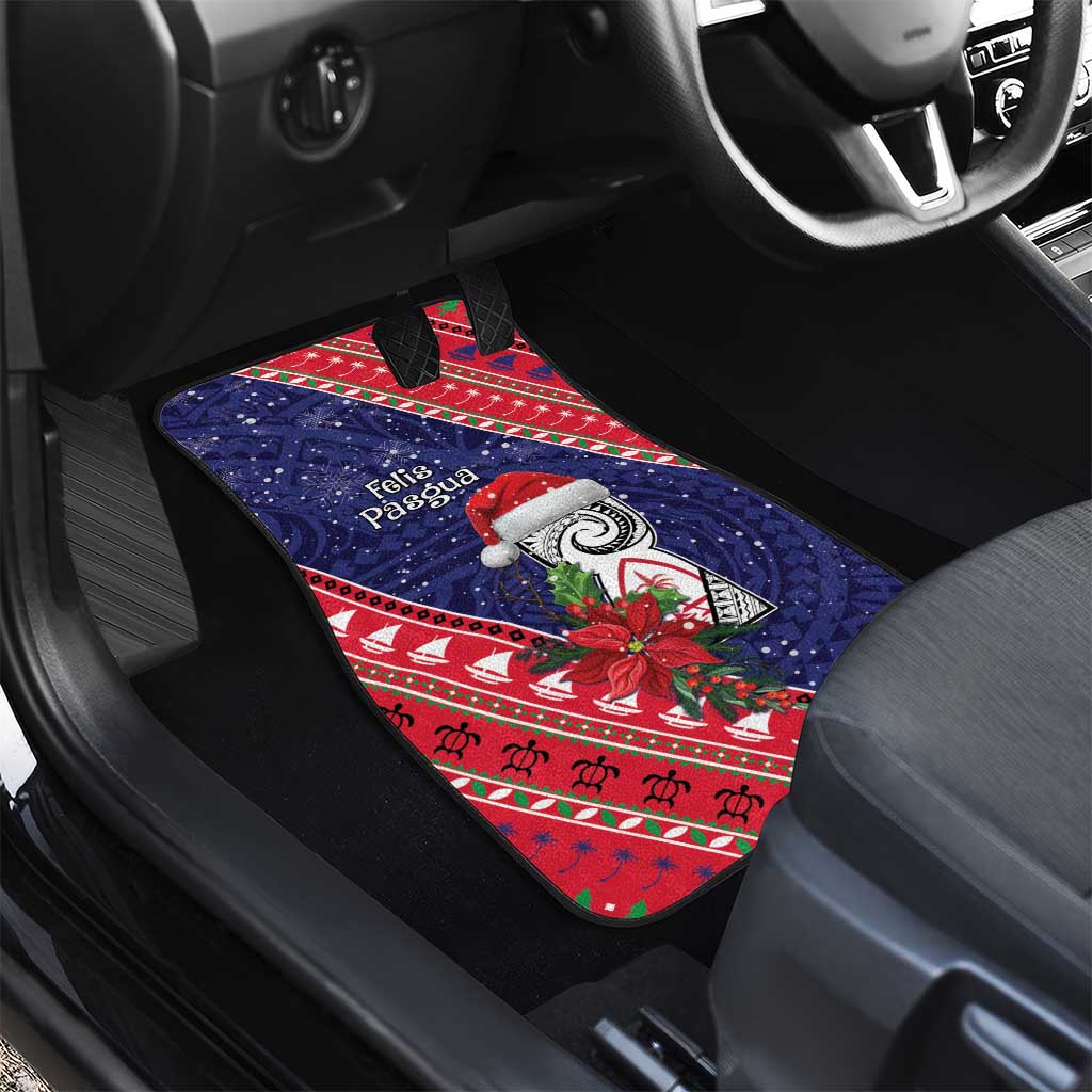 Guam Christmas Car Mats Felis Nabidat Guaman Seal With Poinsettia LT05 - Polynesian Pride