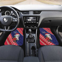 Guam Christmas Car Mats Felis Nabidat Guaman Seal With Poinsettia LT05 Set 2pcs - Front Blue - Polynesian Pride