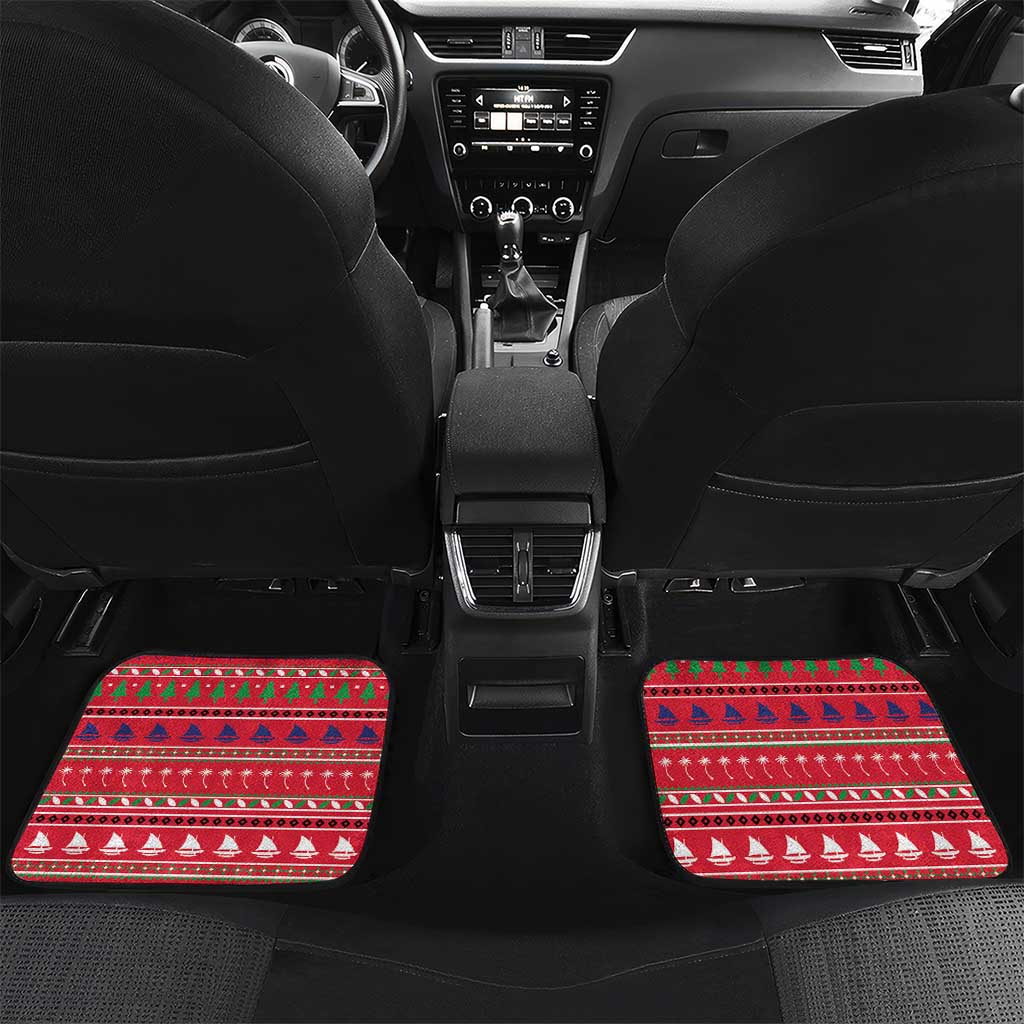 Guam Christmas Car Mats Felis Nabidat Guaman Seal With Poinsettia LT05 Set 2pcs - Back Blue - Polynesian Pride