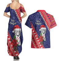 Guam Christmas Couples Matching Summer Maxi Dress and Hawaiian Shirt Felis Nabidat Guaman Seal With Poinsettia LT05 - Polynesian Pride