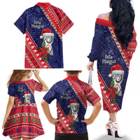 Guam Christmas Family Matching Off The Shoulder Long Sleeve Dress and Hawaiian Shirt Felis Nabidat Guaman Seal With Poinsettia LT05 - Polynesian Pride