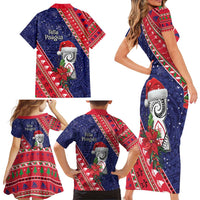 Guam Christmas Family Matching Short Sleeve Bodycon Dress and Hawaiian Shirt Felis Nabidat Guaman Seal With Poinsettia LT05 - Polynesian Pride