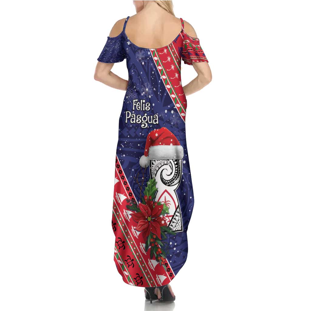 Guam Christmas Family Matching Summer Maxi Dress and Hawaiian Shirt Felis Nabidat Guaman Seal With Poinsettia LT05 - Polynesian Pride