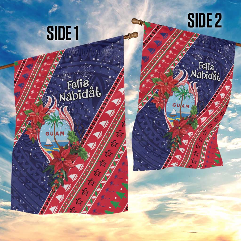 Guam Christmas Garden Flag Felis Nabidat Guaman Seal With Poinsettia LT05 - Polynesian Pride