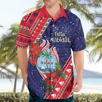 Guam Christmas Hawaiian Shirt Felis Nabidat Guaman Seal With Poinsettia LT05 - Polynesian Pride