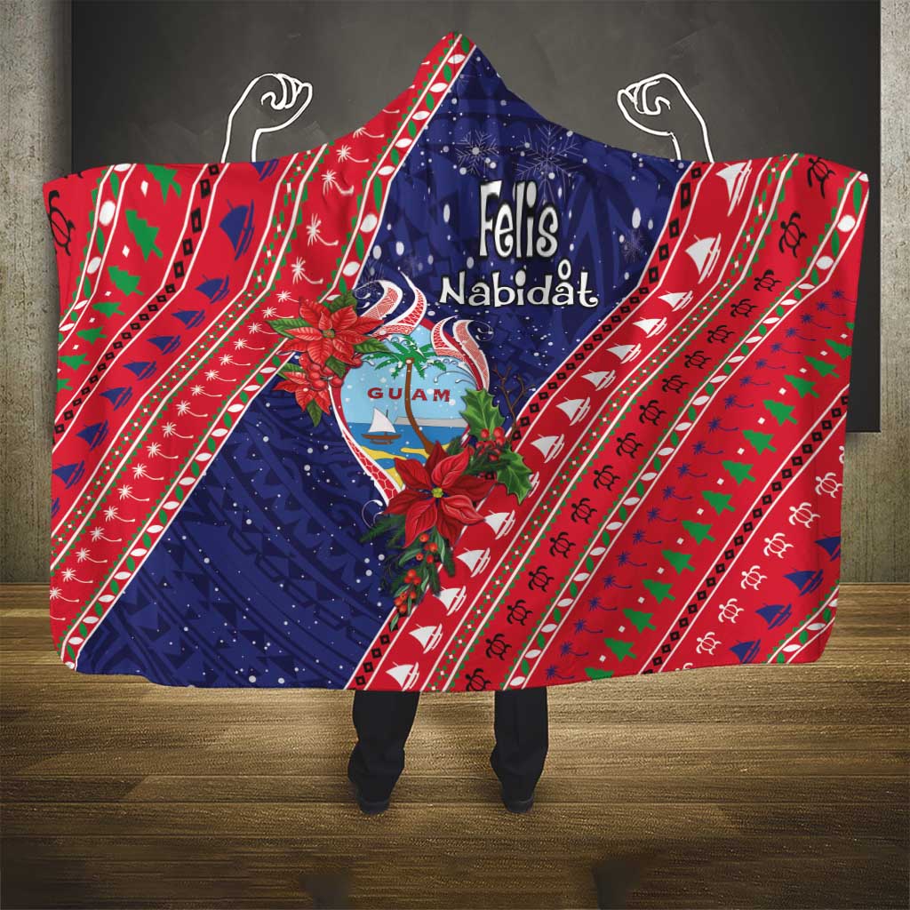 Guam Christmas Hooded Blanket Felis Nabidat Guaman Seal With Poinsettia LT05 - Polynesian Pride