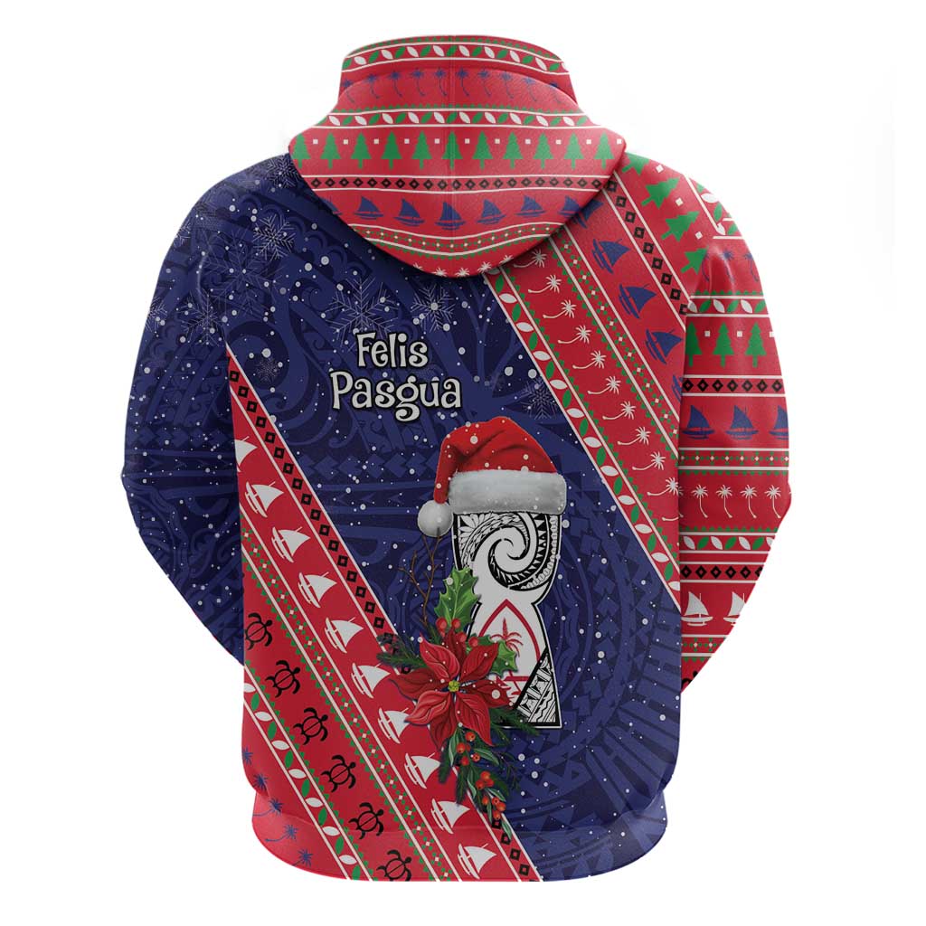 Guam Christmas Hoodie Felis Nabidat Guaman Seal With Poinsettia LT05 - Polynesian Pride