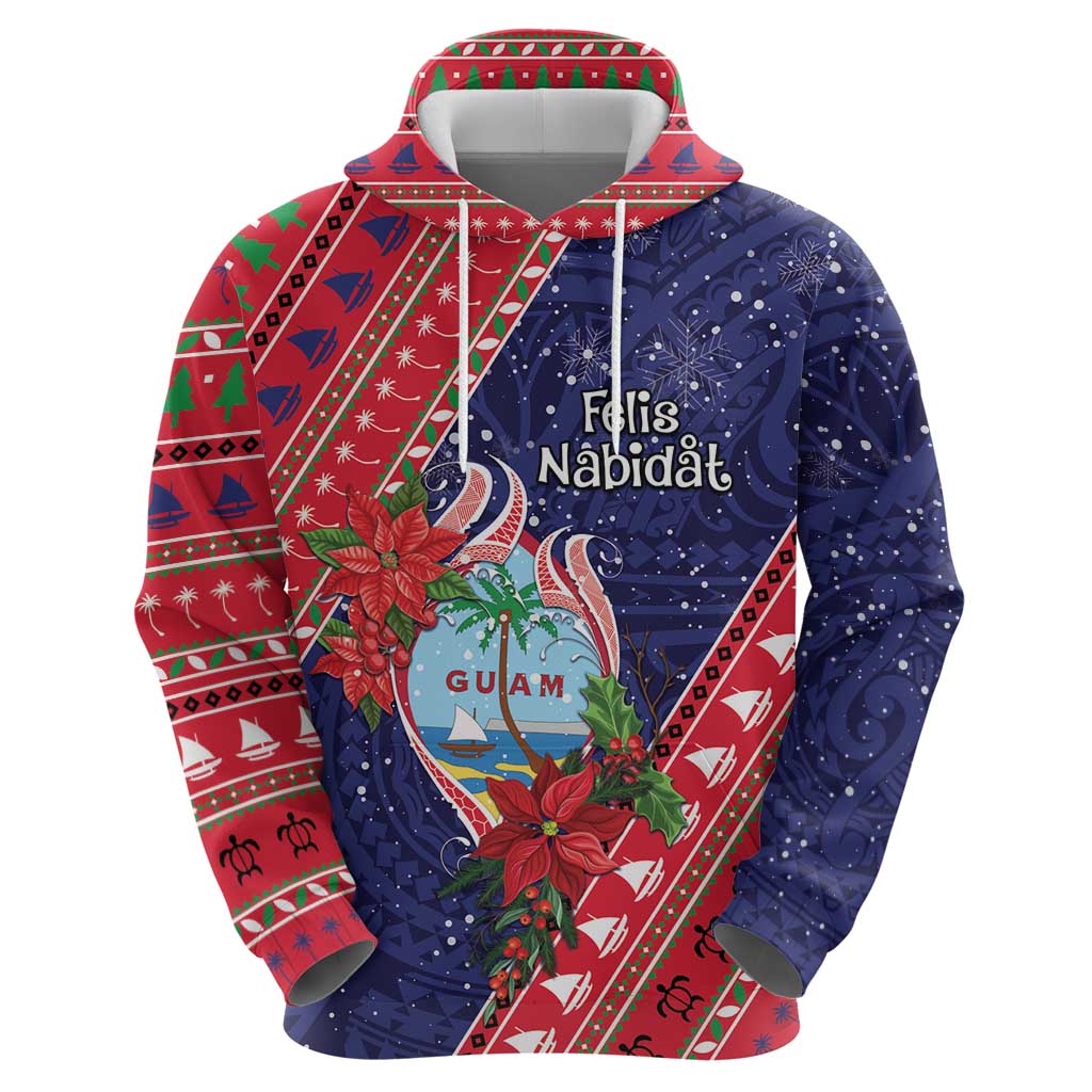 Guam Christmas Hoodie Felis Nabidat Guaman Seal With Poinsettia LT05 - Polynesian Pride