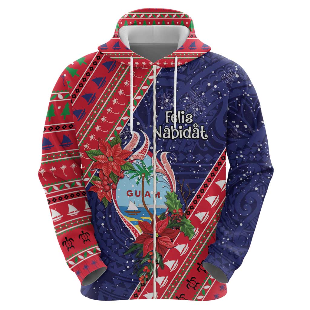 Guam Christmas Hoodie Felis Nabidat Guaman Seal With Poinsettia LT05 - Polynesian Pride