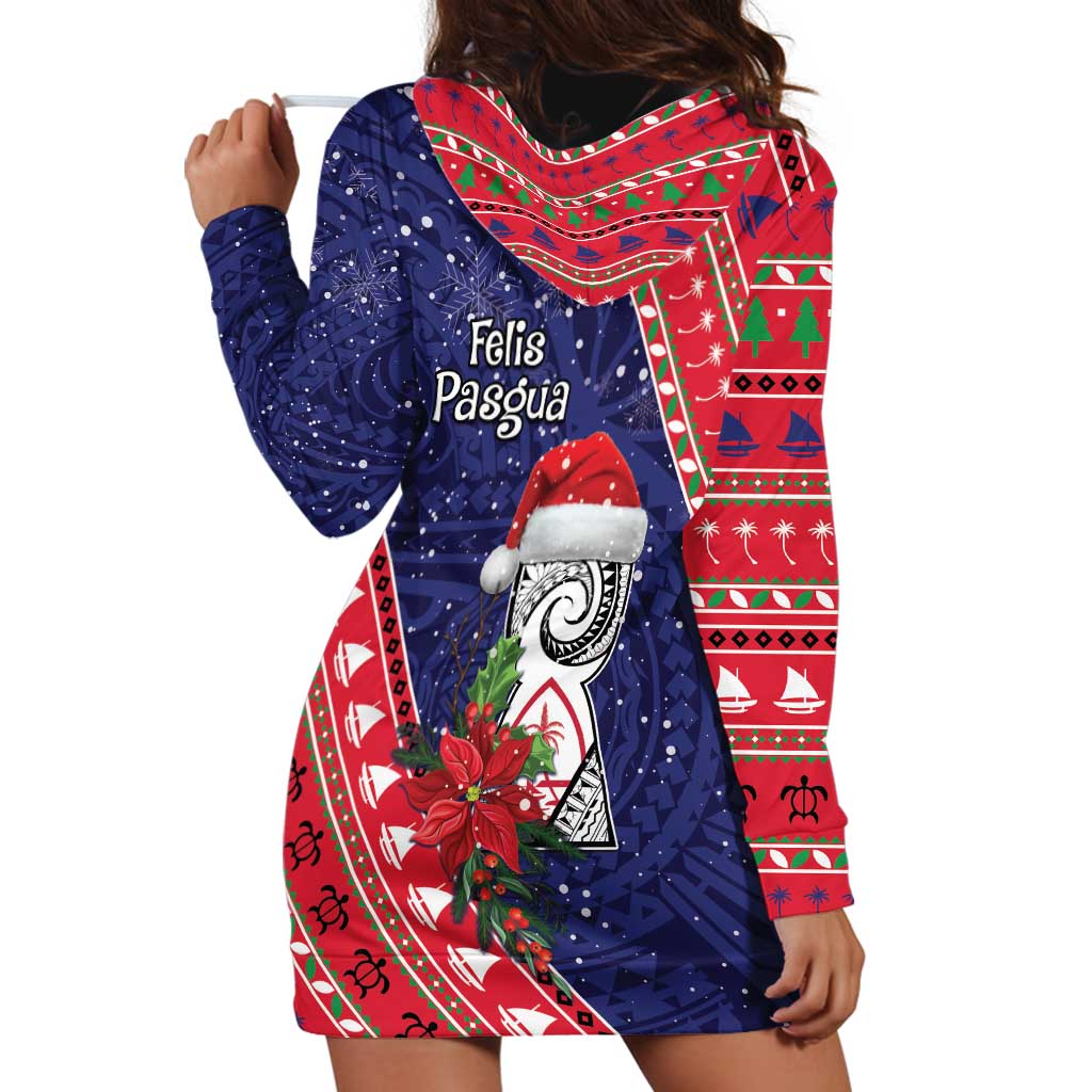 Guam Christmas Hoodie Dress Felis Nabidat Guaman Seal With Poinsettia LT05 - Polynesian Pride