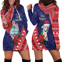 Guam Christmas Hoodie Dress Felis Nabidat Guaman Seal With Poinsettia LT05 - Polynesian Pride