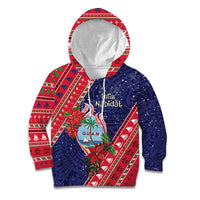 Guam Christmas Kid Hoodie Felis Nabidat Guaman Seal With Poinsettia LT05 Hoodie Blue - Polynesian Pride