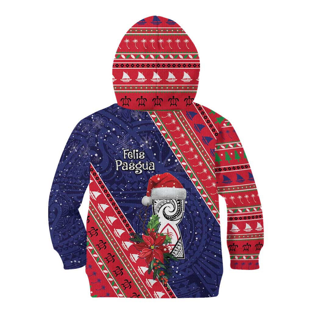 Guam Christmas Kid Hoodie Felis Nabidat Guaman Seal With Poinsettia LT05 - Polynesian Pride