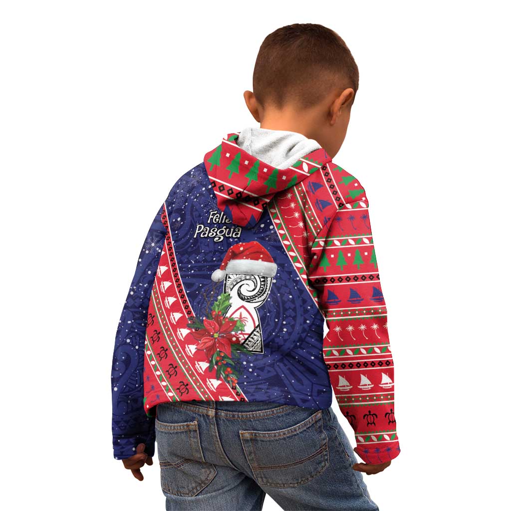 Guam Christmas Kid Hoodie Felis Nabidat Guaman Seal With Poinsettia LT05 - Polynesian Pride