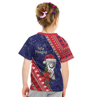 Guam Christmas Kid T Shirt Felis Nabidat Guaman Seal With Poinsettia LT05 - Polynesian Pride