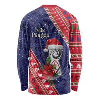 Guam Christmas Long Sleeve Shirt Felis Nabidat Guaman Seal With Poinsettia LT05 - Polynesian Pride