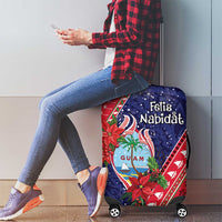 Guam Christmas Luggage Cover Felis Nabidat Guaman Seal With Poinsettia LT05 - Polynesian Pride