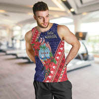 Guam Christmas Men Tank Top Felis Nabidat Guaman Seal With Poinsettia LT05 Blue - Polynesian Pride