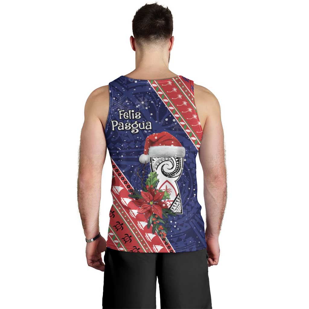 Guam Christmas Men Tank Top Felis Nabidat Guaman Seal With Poinsettia LT05 - Polynesian Pride