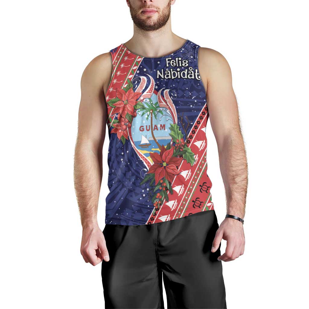 Guam Christmas Men Tank Top Felis Nabidat Guaman Seal With Poinsettia LT05 - Polynesian Pride