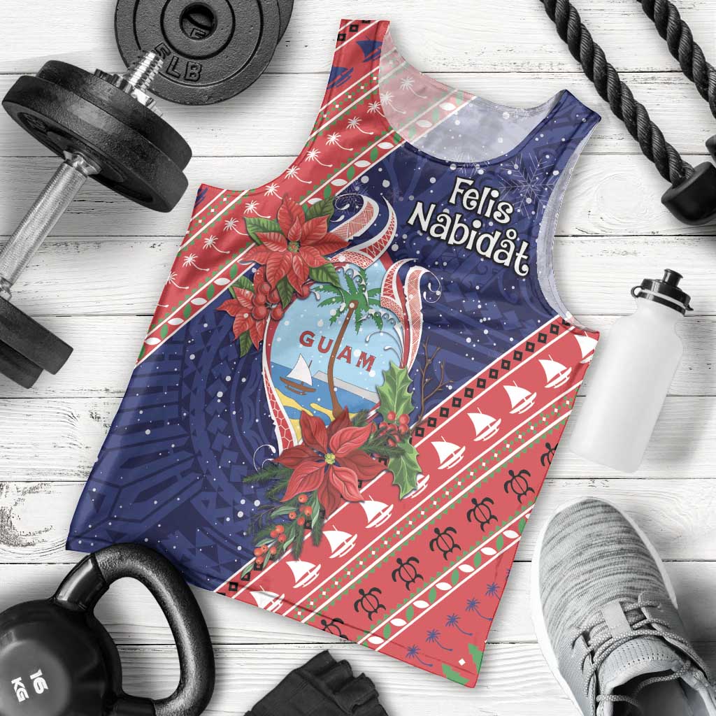 Guam Christmas Men Tank Top Felis Nabidat Guaman Seal With Poinsettia LT05 - Polynesian Pride