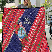 Guam Christmas Quilt Felis Nabidat Guaman Seal With Poinsettia LT05 Blue - Polynesian Pride