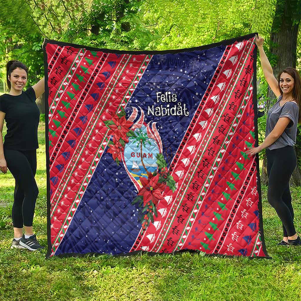 Guam Christmas Quilt Felis Nabidat Guaman Seal With Poinsettia LT05 - Polynesian Pride