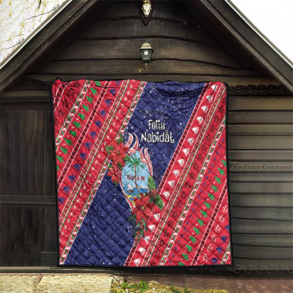 Guam Christmas Quilt Felis Nabidat Guaman Seal With Poinsettia LT05 - Polynesian Pride
