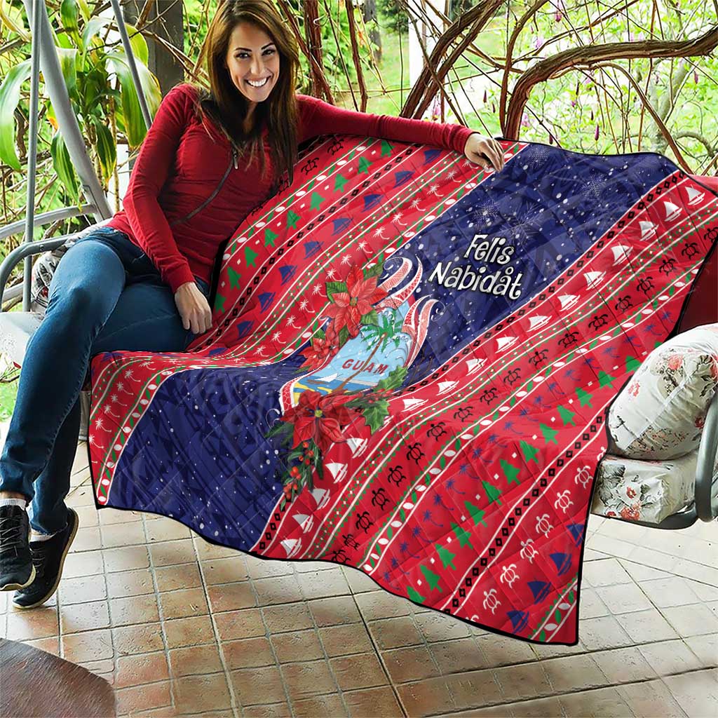 Guam Christmas Quilt Felis Nabidat Guaman Seal With Poinsettia LT05 - Polynesian Pride