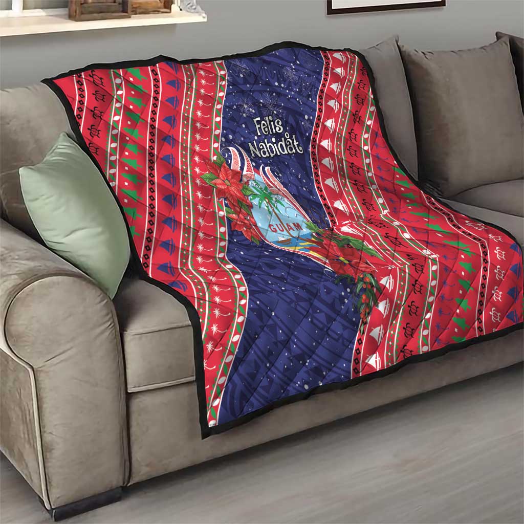 Guam Christmas Quilt Felis Nabidat Guaman Seal With Poinsettia LT05 - Polynesian Pride