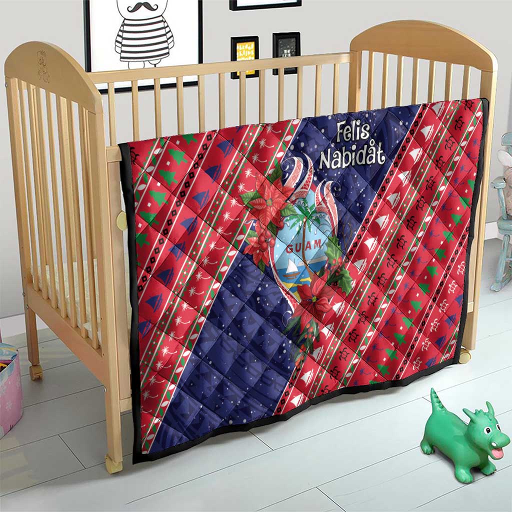 Guam Christmas Quilt Felis Nabidat Guaman Seal With Poinsettia LT05 - Polynesian Pride