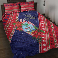 Guam Christmas Quilt Bed Set Felis Nabidat Guaman Seal With Poinsettia LT05 Blue - Polynesian Pride