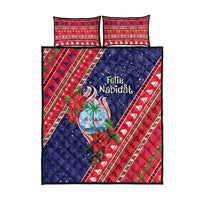 Guam Christmas Quilt Bed Set Felis Nabidat Guaman Seal With Poinsettia LT05 - Polynesian Pride