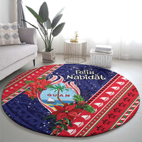 Guam Christmas Round Carpet Felis Nabidat Guaman Seal With Poinsettia LT05 - Polynesian Pride