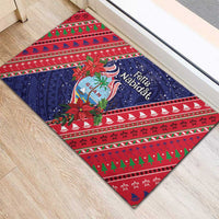 Guam Christmas Rubber Doormat Felis Nabidat Guaman Seal With Poinsettia LT05 - Polynesian Pride