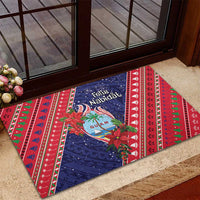 Guam Christmas Rubber Doormat Felis Nabidat Guaman Seal With Poinsettia LT05 - Polynesian Pride