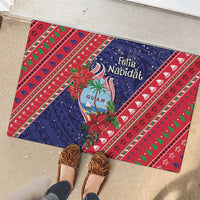 Guam Christmas Rubber Doormat Felis Nabidat Guaman Seal With Poinsettia LT05 - Polynesian Pride