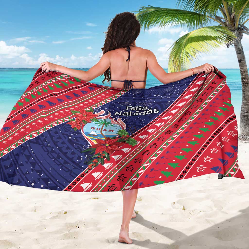 Guam Christmas Sarong Felis Nabidat Guaman Seal With Poinsettia LT05 - Polynesian Pride