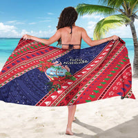 Guam Christmas Sarong Felis Nabidat Guaman Seal With Poinsettia LT05 - Polynesian Pride