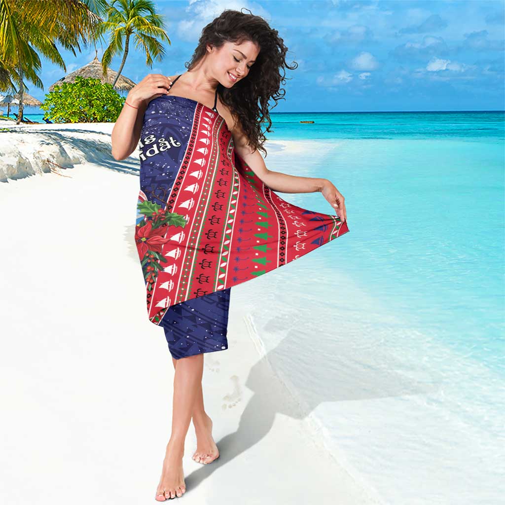 Guam Christmas Sarong Felis Nabidat Guaman Seal With Poinsettia LT05 - Polynesian Pride