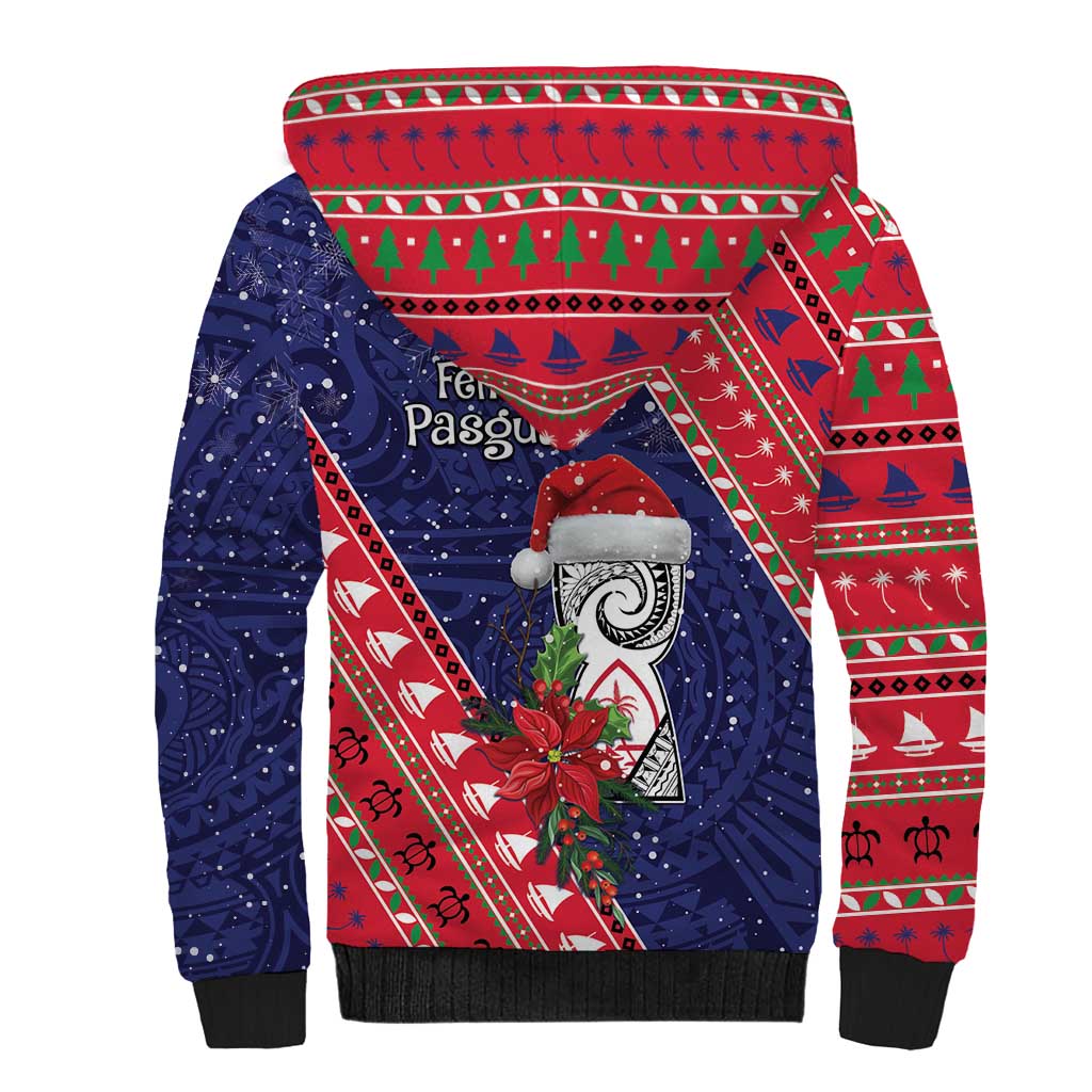 Guam Christmas Sherpa Hoodie Felis Nabidat Guaman Seal With Poinsettia LT05 - Polynesian Pride