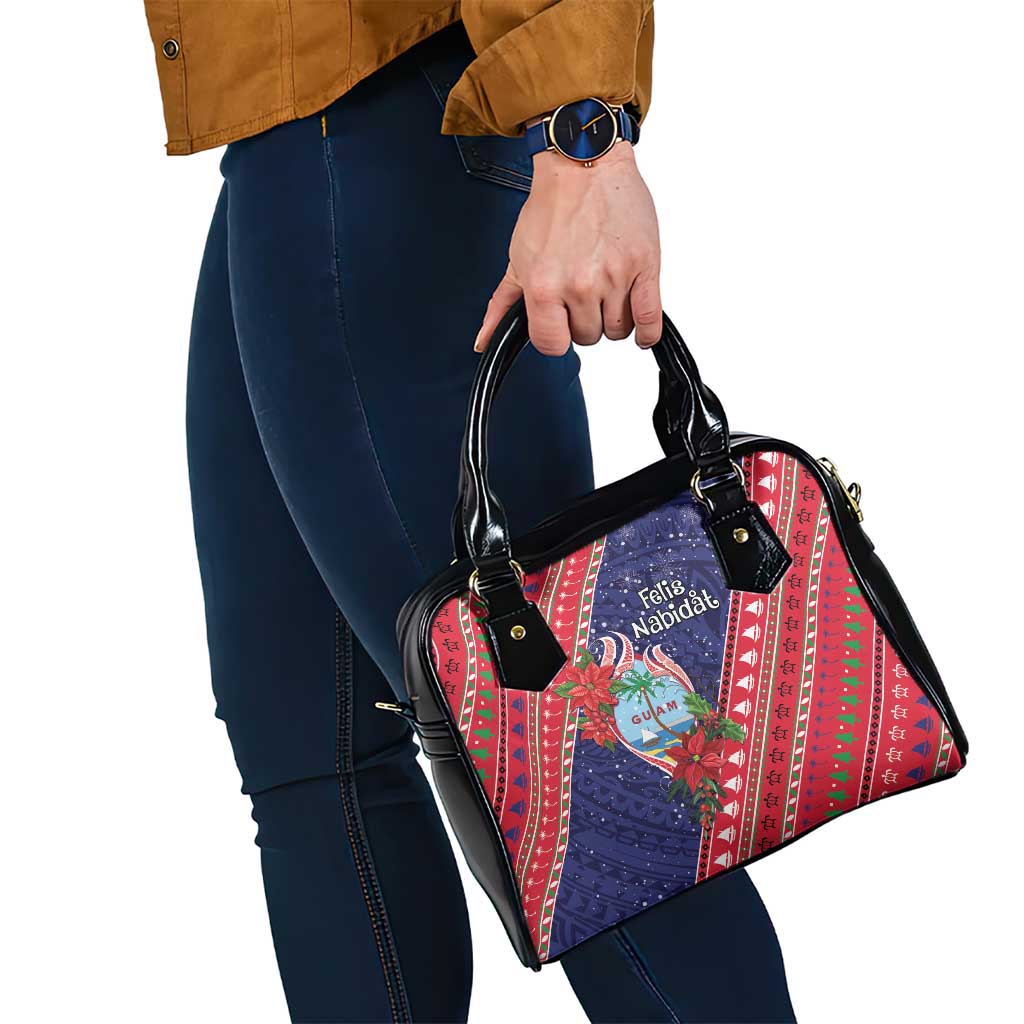 Guam Christmas Shoulder Handbag Felis Nabidat Guaman Seal With Poinsettia LT05 - Polynesian Pride