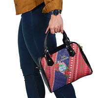 Guam Christmas Shoulder Handbag Felis Nabidat Guaman Seal With Poinsettia LT05 - Polynesian Pride
