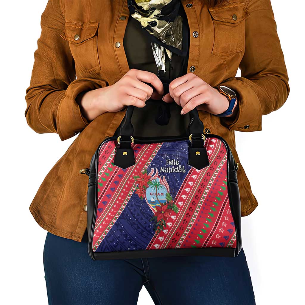 Guam Christmas Shoulder Handbag Felis Nabidat Guaman Seal With Poinsettia LT05 - Polynesian Pride